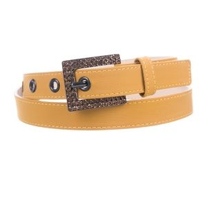 St John ochre/yellow/gold/mustard satin belt with crystal embellishment.